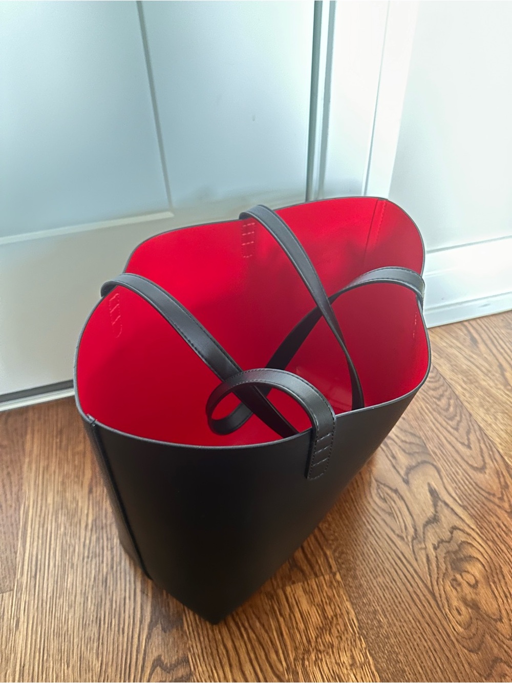 Mansur Gavriel Black/Red Large Leather Tote - Picture 4 of 6
